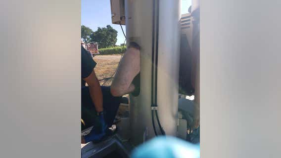 PHOTOS: California man 'inexplicably' climbs into farm equipment, gets stuck for two days