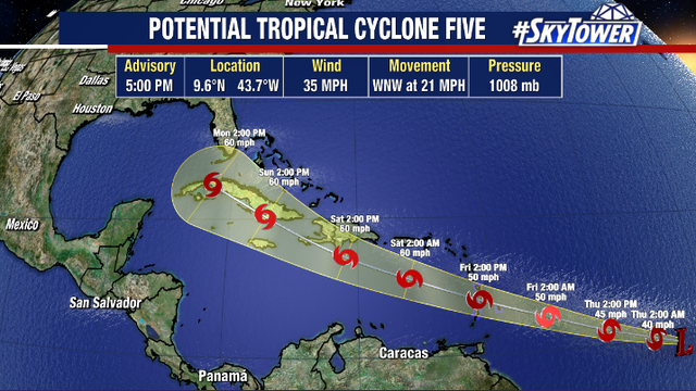 Tropical Depression 5 likely to become Tropical Storm Elsa Thursday