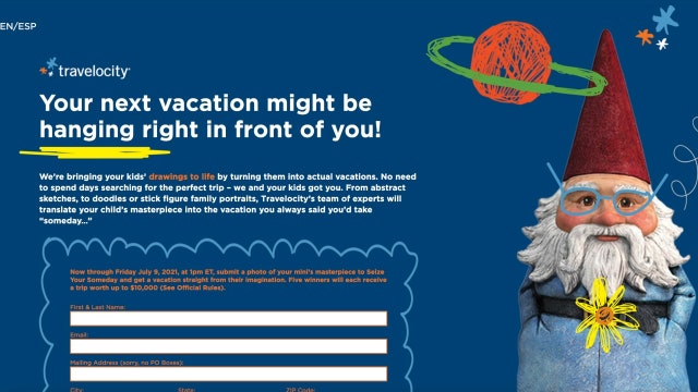 Travelocity giving away $10,000 vacations based on your kids’ drawings