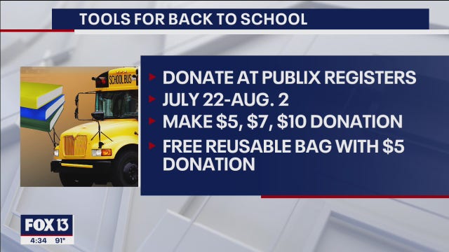 FOX 13 teams up with Publix for 'Tools for Back To School' program
