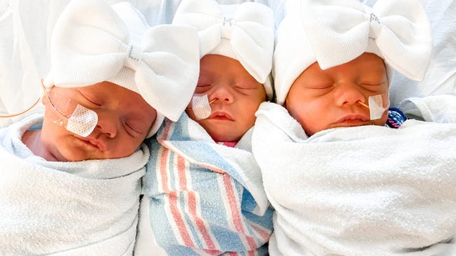 Oklahoma couple welcomes rare identical triplets