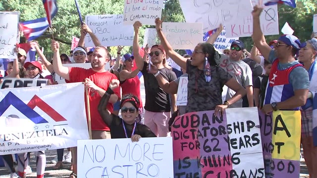Tampa mayor joins thousands of protesters at Al Lopez Park in support of Cuban citizens
