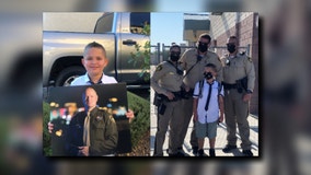 Las Vegas officers escort boy to school after his dad died of COVID-19
