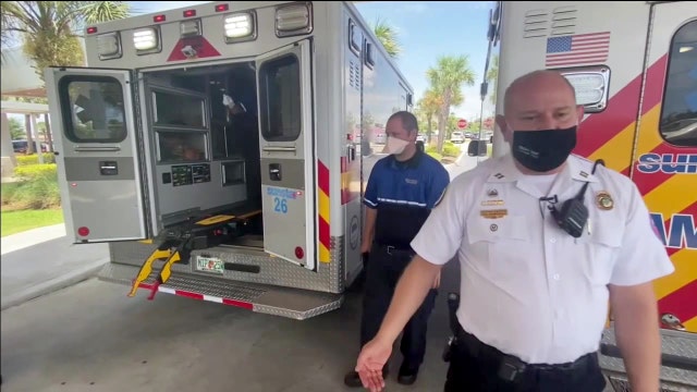 Emergency ventilators, lines of ambulances waiting for open beds at Pinellas County hospitals