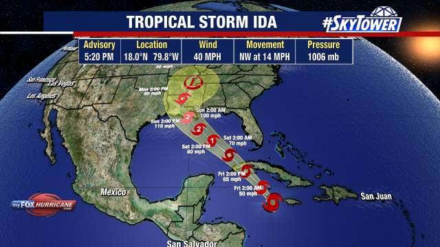 Tropical Storm Ida forms; likely heading for Gulf Coast landfall as hurricane