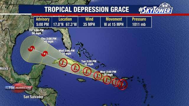 Grace, following in Fred's footsteps, weakens to tropical depression