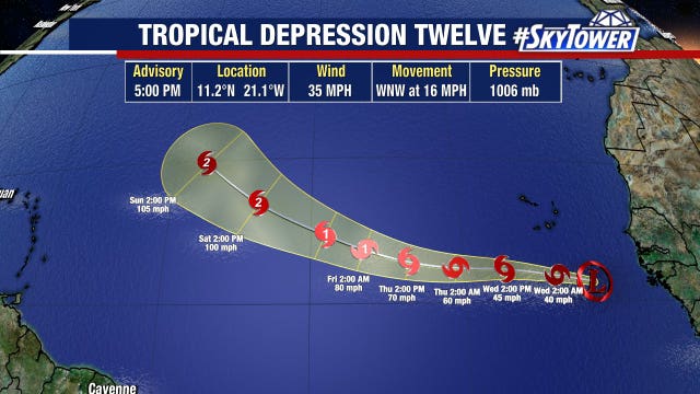 Tropical Depression 12 forms off African coast; likely no threat to U.S.
