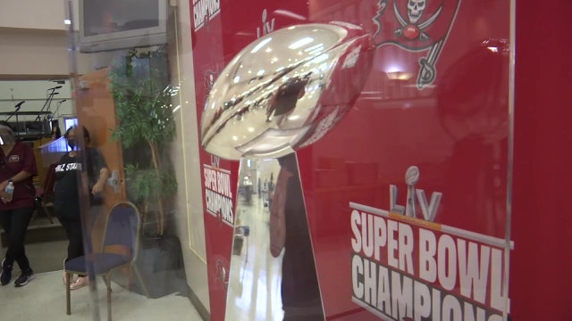 Lombardi trophy on display at COVID-19 pop-up vaccination clinic