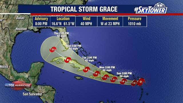 Small but speedy Tropical Storm Grace follows in Fred's footsteps