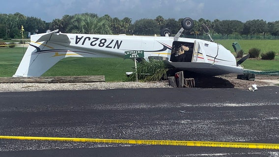 Small plane flips after emergency landing at Venice golf course