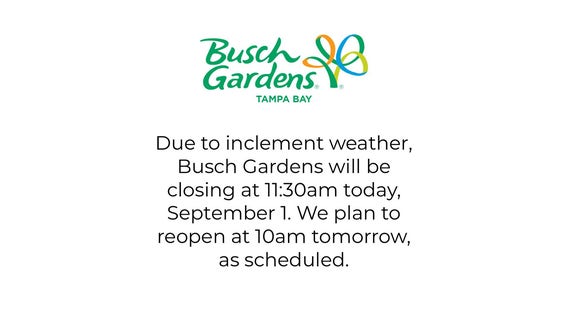 Busch Gardens closes for the rest of Wednesday due to rainy weather
