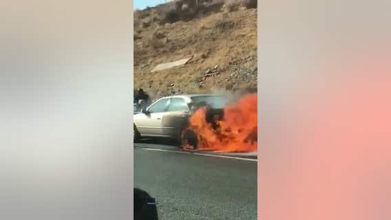 Good Samaritans pull elderly couple from burning car in Southern California