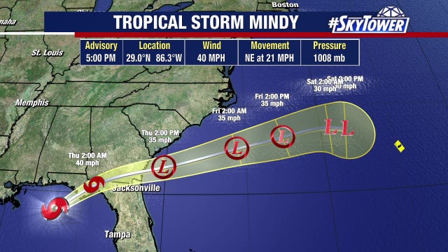 Tropical Storm Mindy forms in Gulf of Mexico; likely to soak Panhandle