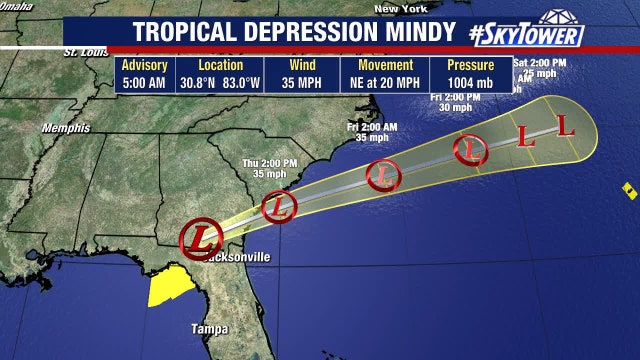 Tropical Depression Mindy dumps rain across Florida Panhandle