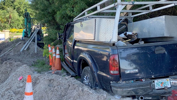 Wood planks injure excavator driver after truck crashes in St. Petersburg