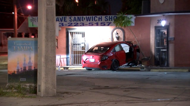 Car crashes into Tampa sandwich shop