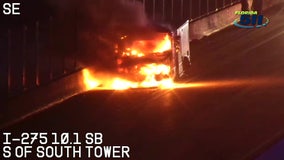 Burning Brinks truck on Sunshine Skyway Bridge snarls traffic