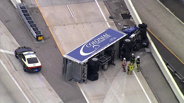 Overturned truck blocks I-275 ramp at Westshore