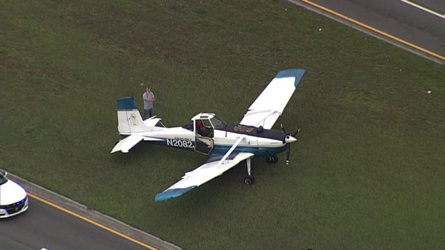 Small plane lands on grassy median of Bruce B. Downs Boulevard