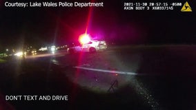 Body cam video captures crash that totaled Lake Wales police vehicle; Driver cited for texting and driving