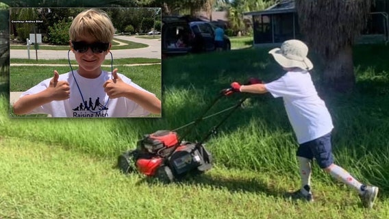 Valrico kid’s love for cutting lawns wins him free lawnmower after completing 50 Yard Challenge