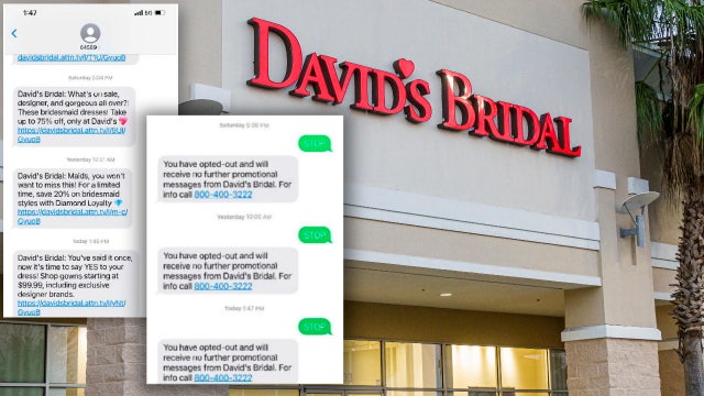 'I'm not willing to tolerate this bad behavior': Woman suing David's Bridal over text bombardment