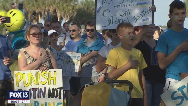 "I'm in America terrified for my family," Tampa Bay community gathers for rally to stand with Ukraine
