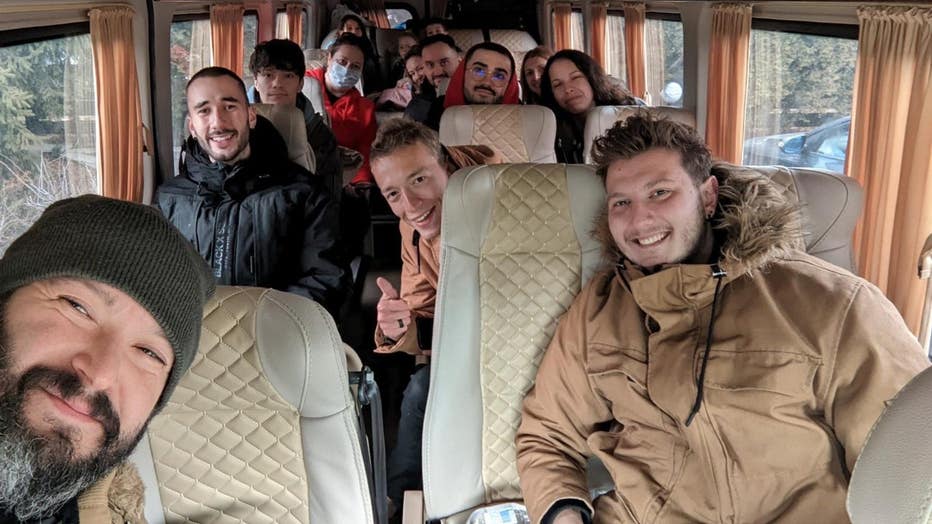 The first wave of Americans and lawful residents who escaped Kyiv on Thursday. (Project Dynamo)