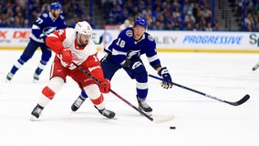 Sergachev helps lift Tampa Bay Lightning past Red Wings 3-1