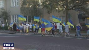Group marches through Hyde Park to show solidarity with Ukraine and call for the end of violence