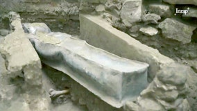 Sarcophagus made of lead, tombs, lost cathedral structures found under Notre Dame