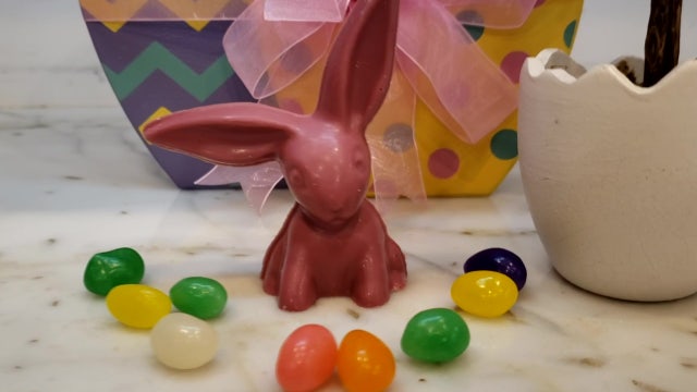 Tampa chocolate shop selling pink chocolate bunny ahead of Easter