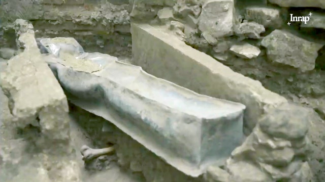 Sarcophagus made of lead, tombs, lost cathedral structures found under Notre Dame