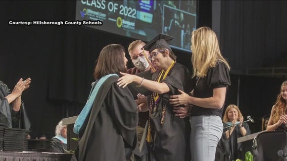 Lennard High School student walks at graduation after suffering stroke more than a year ago
