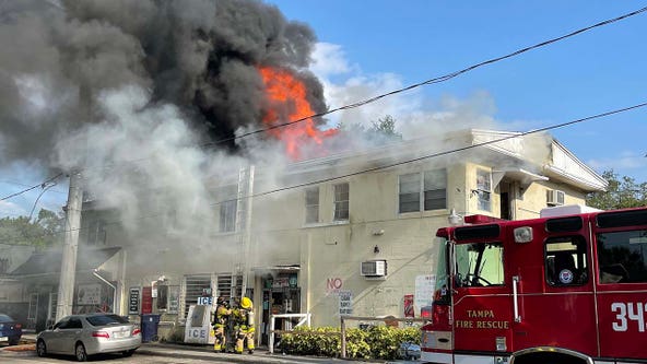 Massive fire spreads to attic of East Tampa apartment building
