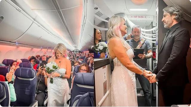 Inflight I-do's: Oklahoma couple marries on Southwest flight after storms delay Vegas plans