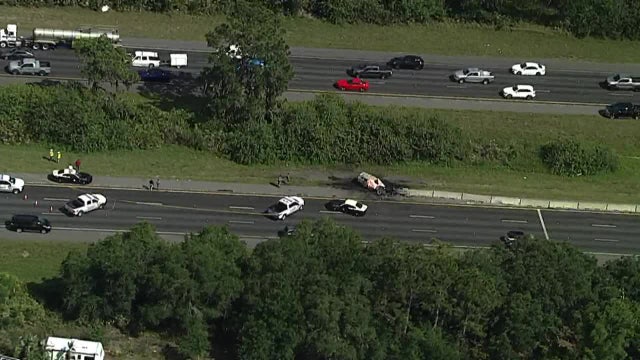 Man dead after fiery I-75 crash in Hillsborough County, troopers say