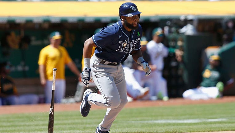 Manuel Margot of the Tampa Bay Rays during an at-bat against the News  Photo - Getty Images