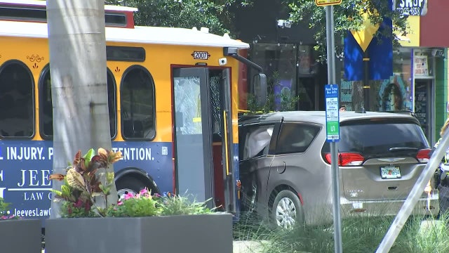Woman hospitalized after crash involving PSTA trolley