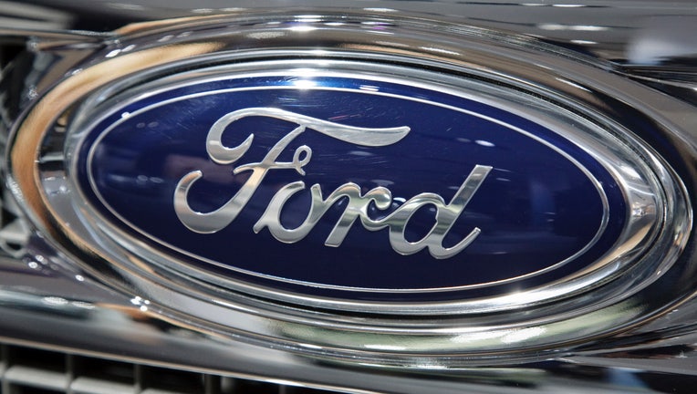 Ford logo on a truck at the 2009 North American International Auto Show in Detroit. (Photo by James Leynse/Corbis via Getty Images)