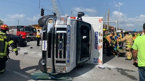 Ambulance transporting critical patient T-boned by BMW in Pinellas Park