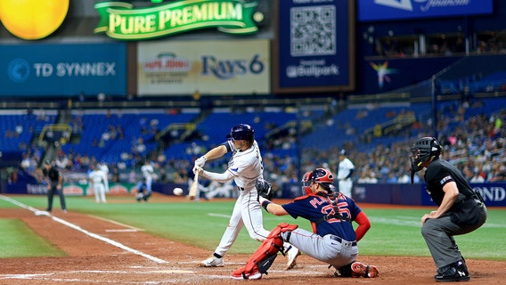 Rays score five in 7th, beat Boston 5-4 for four-game sweep