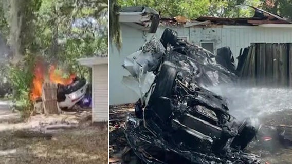 Watch: Lamborghini bursts into flames after going airborne into Florida home during crash