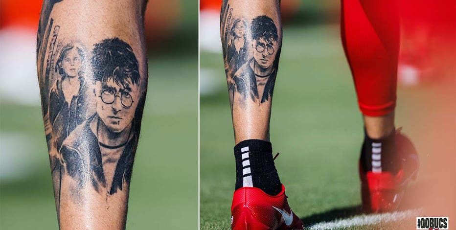 WR Mike Evans — and huge Harry Potter fan — reveals new tattoo during Bucs  training camp