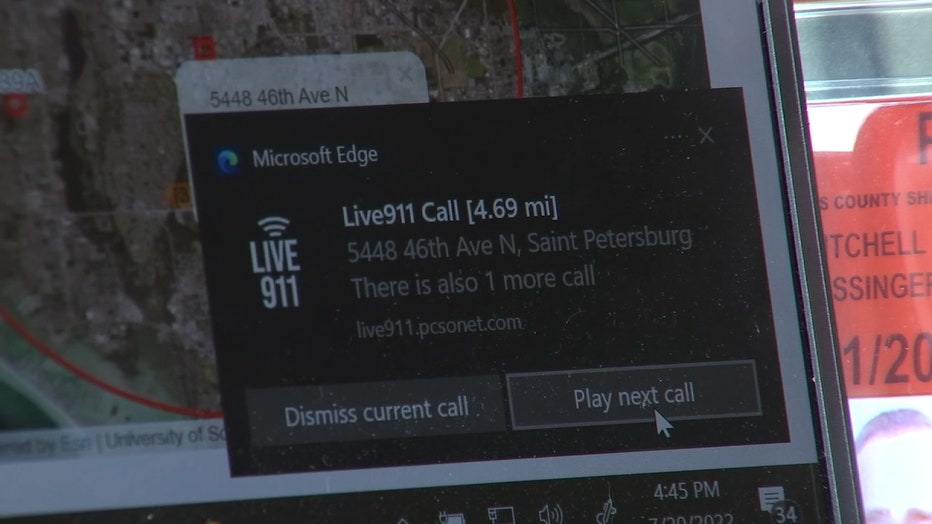 Photo: The Live 911 pop-up is displayed on a Pinellas County deputy's laptop.