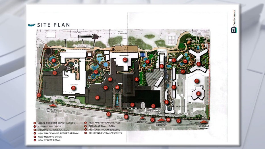 Photo: Site plan shows map of the TradeWinds Island Resorts expansion plan