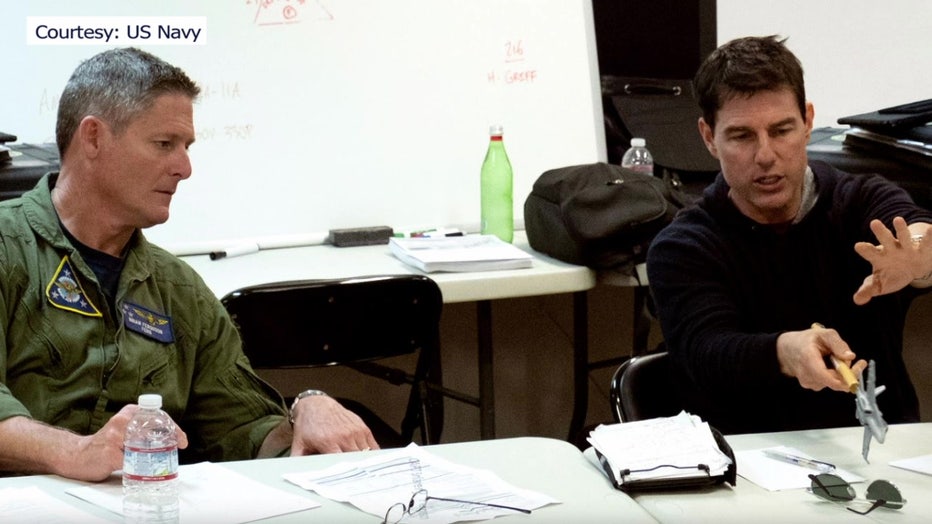 Top Gun movie advisor Brian Ferguson with Tom Cruise.