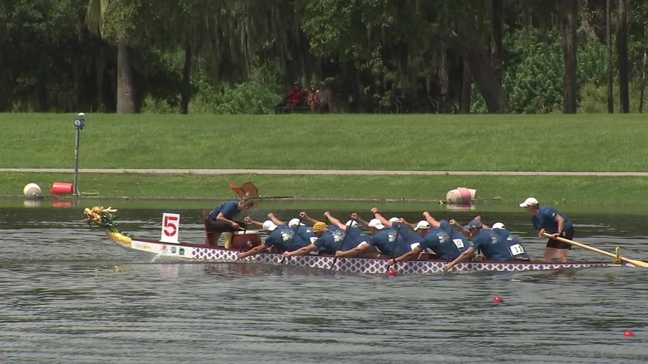 Ukrainian dragon boat team competing in Sarasota. 