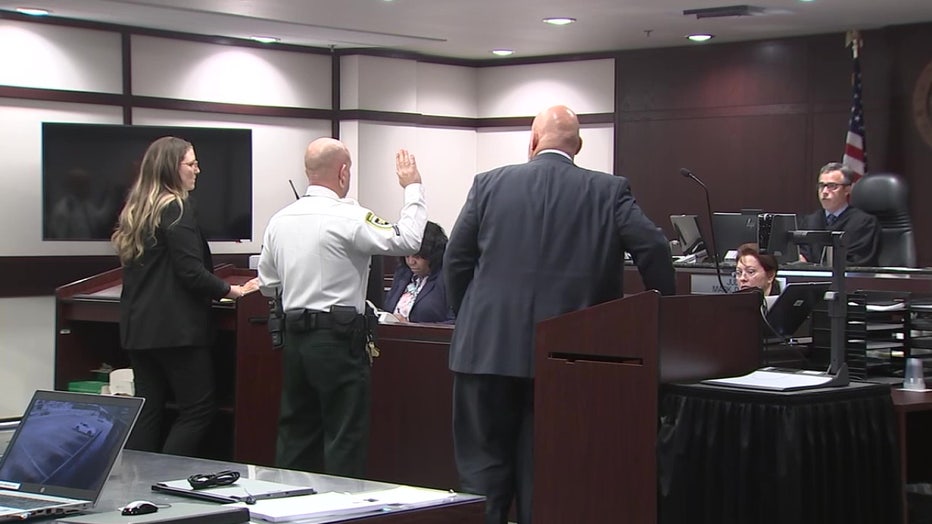 Deputy in front of judge regarding possible jury intimidation.