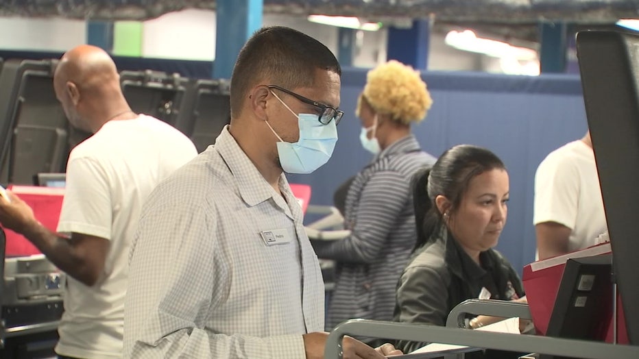 Man testing election equipment